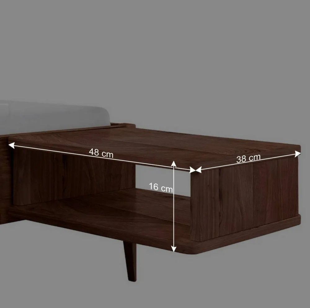 Wohnen Braune Möbel*Nussbaum Holzbett mit Baumkante Kopfteil - Elegatos
