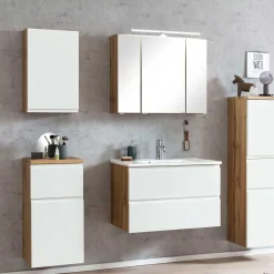 Wohnen Oberer Badezimmerschrank in Weiß & Wildeiche - Eight