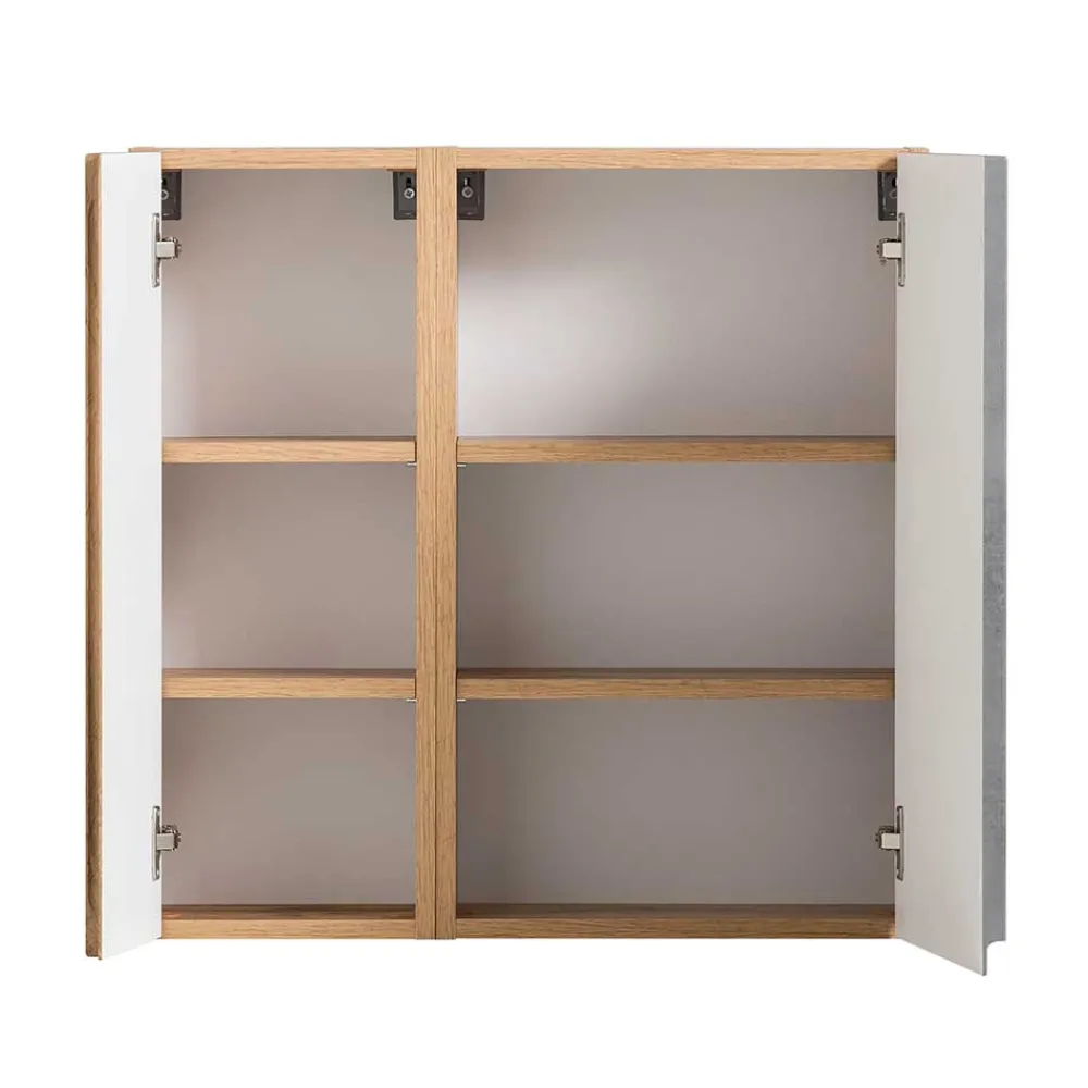 Wohnen Oberschrank fürs Bad in Wildeiche & Beton - Mia