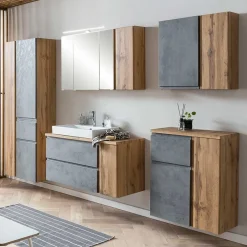 Wohnen Oberschrank fürs Bad in Wildeiche & Beton - Mia