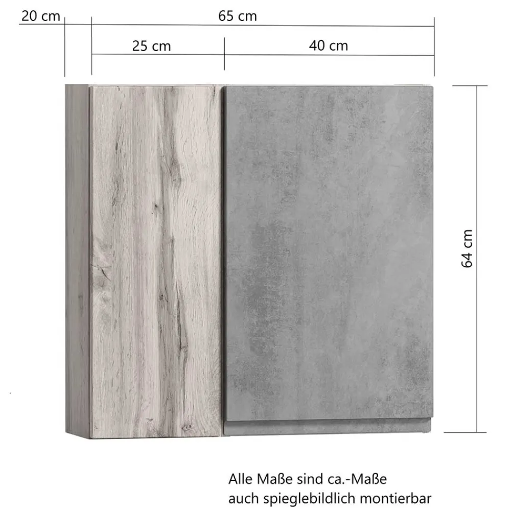 Wohnen Oberschrank fürs Bad in Wildeiche & Beton - Mia