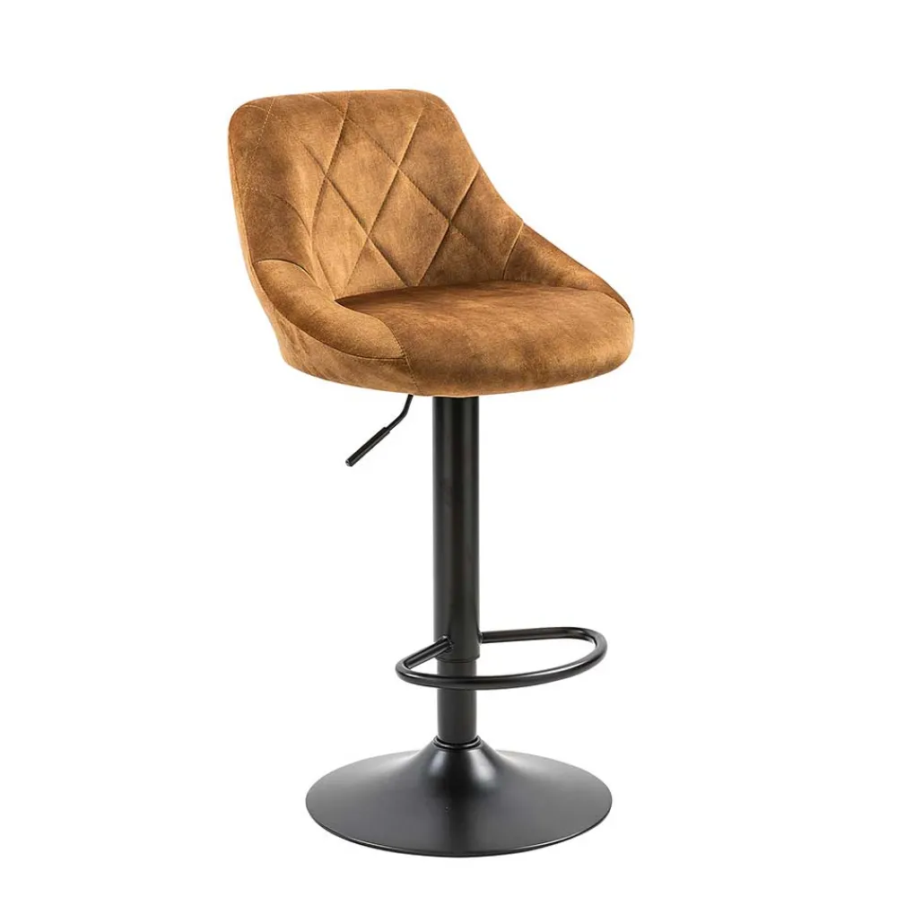 Wohnen Barhocker|Hocker*Ockerfarbene Barstühle mit Rauten-Steppung - Campitello (2er Set)