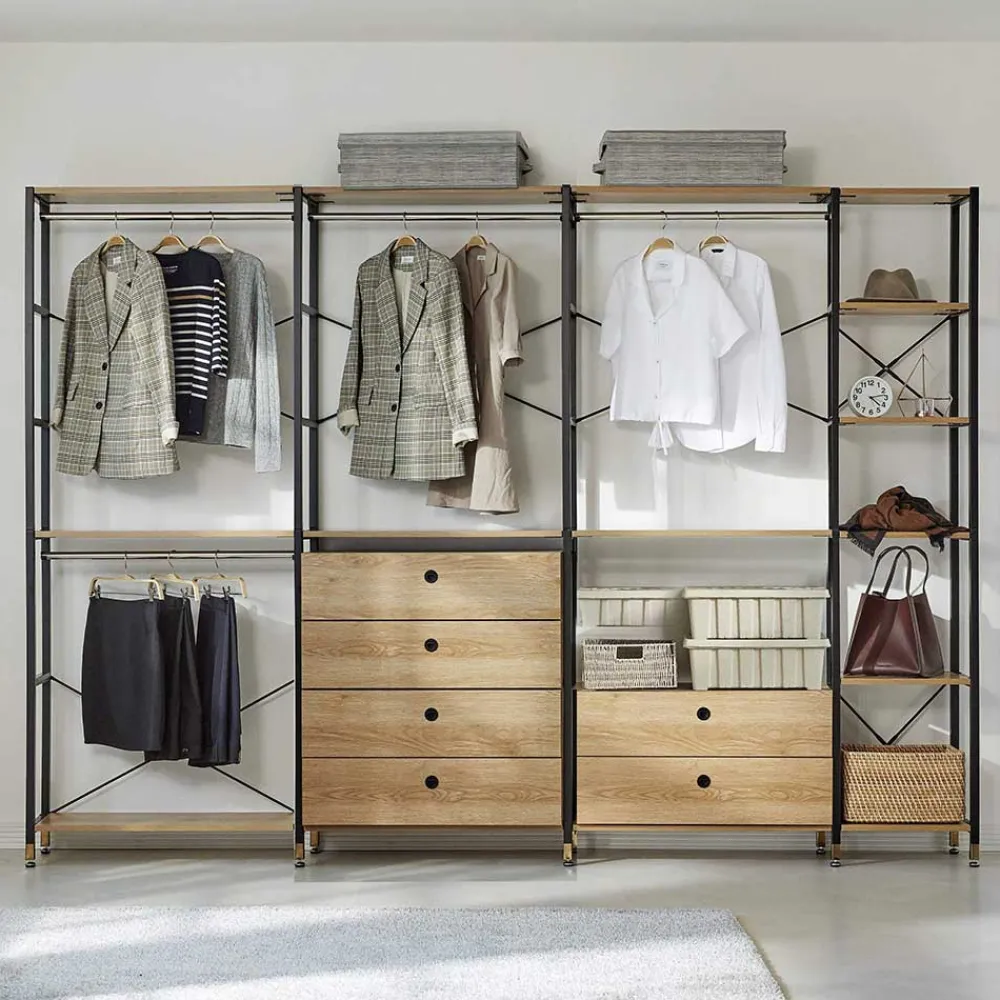 Wohnen Offener Kleiderschrank mit sechs Schubladen - Redeca