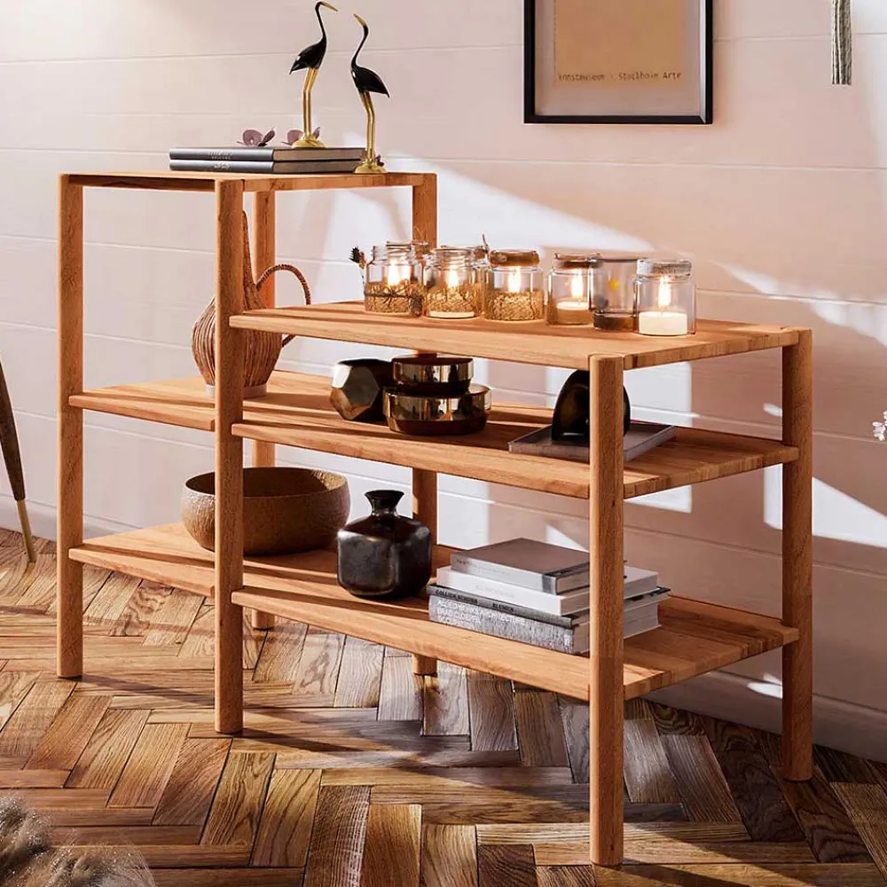 Wohnen Offenes Holzregal aus Wildbuche massiv - Indrya