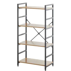 Wohnen Offenes Standregal in Wildeiche und Schwarz - Lacuva