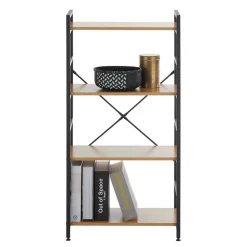 Wohnen Offenes Standregal in Wildeiche und Schwarz - Lacuva