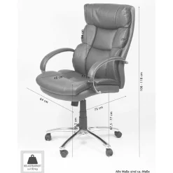 Wohnen Office Chefsessel in Dunkelgrau & Chrom - Lajara