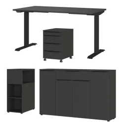 Wohnen Office Einrichtung in Dunkelgrau - Tila (vierteilig)