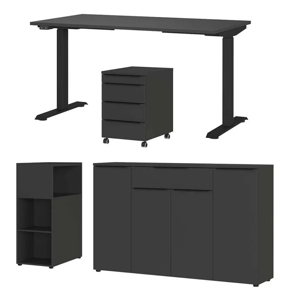 Wohnen Office Einrichtung in Dunkelgrau - Tila (vierteilig)