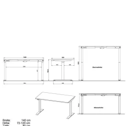 Wohnen Office Einrichtung in Dunkelgrau - Tila (vierteilig)