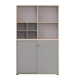 Wohnen Office Schrank in Eiche Hell & Platingrau - Lakes