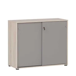 Wohnen Office Schrank in Eiche Hell & Platingrau - Lakes