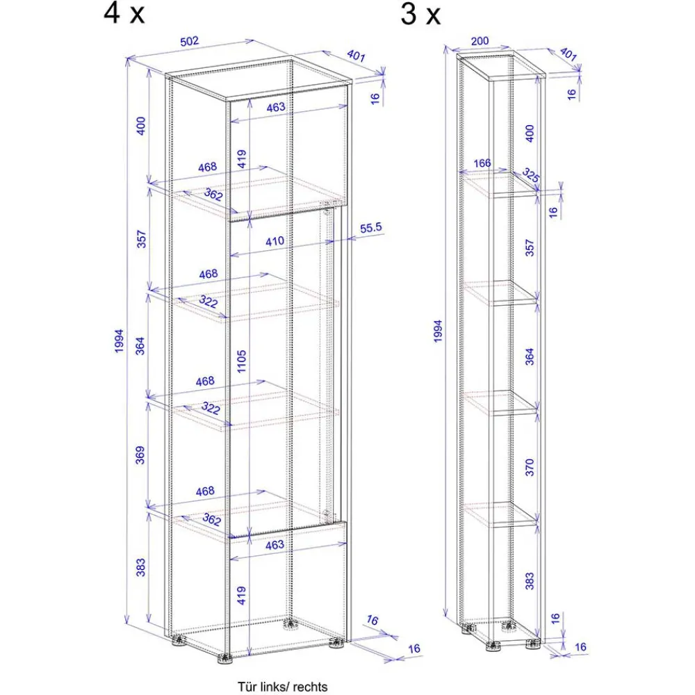 Wohnen Office Schrank- und Regalwand Set - Nonessia (siebenteilig)