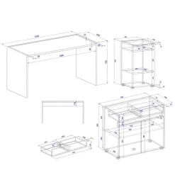 Wohnen Office Schreibtisch & Regal & Kommode - Nonessia (dreiteilig)