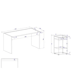 Wohnen Office Schreibtisch & Regal - Ahilav (zweiteilig)