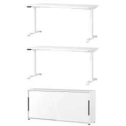 Wohnen Home Office Möbel|Büro Komplett*Office Tische & Schrank in Weiß - Sparkle (dreiteilig)