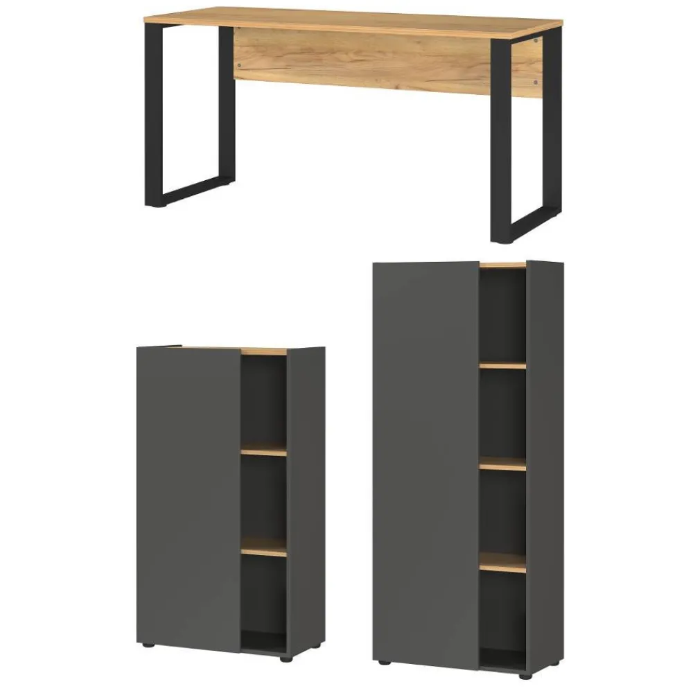 Wohnen Officetisch und Schränke Set - Casai (dreiteilig)