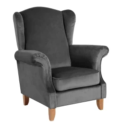 Wohnen Sessel & Hocker|Sessel*Ohrenbackensessel aus Samtvelours Anthrazit - Nikic