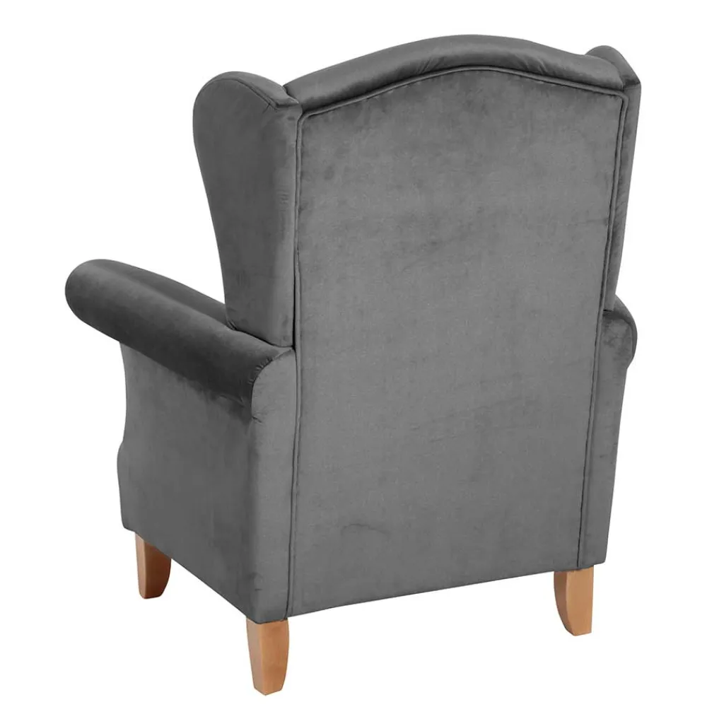 Wohnen Sessel & Hocker|Sessel*Ohrenbackensessel aus Samtvelours Anthrazit - Nikic