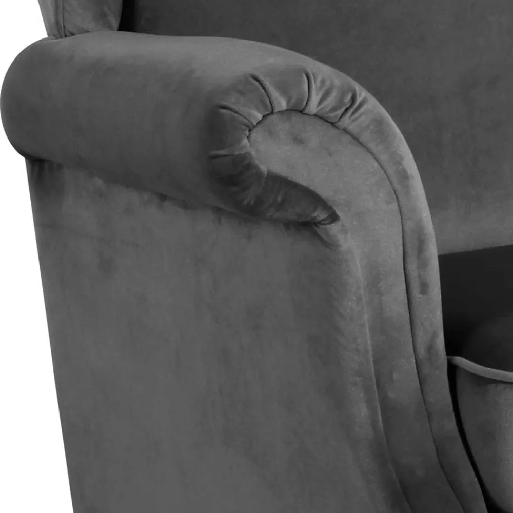 Wohnen Sessel & Hocker|Sessel*Ohrenbackensessel aus Samtvelours Anthrazit - Nikic