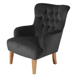 Wohnen Sessel & Hocker|Sessel*Ohrenbackensessel in Anthrazit Samtvelours - Camcupa