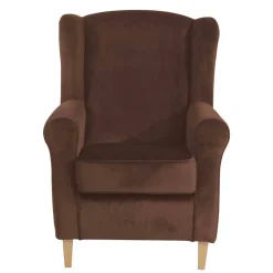 Wohnen Braune Möbel|Sessel & Hocker*Ohrenbackensessel in Braun und Buche Natur - Revelinda