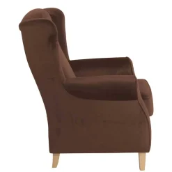 Wohnen Braune Möbel|Sessel & Hocker*Ohrenbackensessel in Braun und Buche Natur - Revelinda