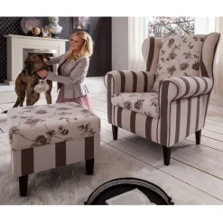 Wohnen Braune Möbel|Sessel & Hocker*Ohrenbackensessel Prisma in Braun Beige