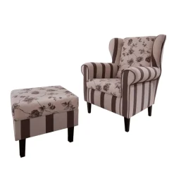 Wohnen Braune Möbel|Sessel & Hocker*Ohrenbackensessel Prisma in Braun Beige