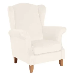 Wohnen Sessel & Hocker|Sessel*Ohrensessel in Cremefarben Samtvelours - Leviada