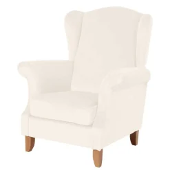 Wohnen Sessel & Hocker|Sessel*Ohrensessel in Cremefarben Samtvelours - Leviada