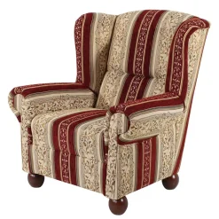 Wohnen Braune Möbel|Sessel & Hocker*Ohrensessel mit Streifen und Ornamenten - Basento