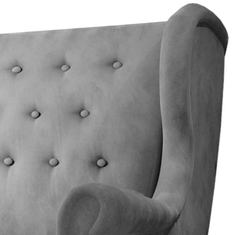 Wohnen Sofas|Sofa*Ohrensofa in Hellgrau Samtbezug - Renero