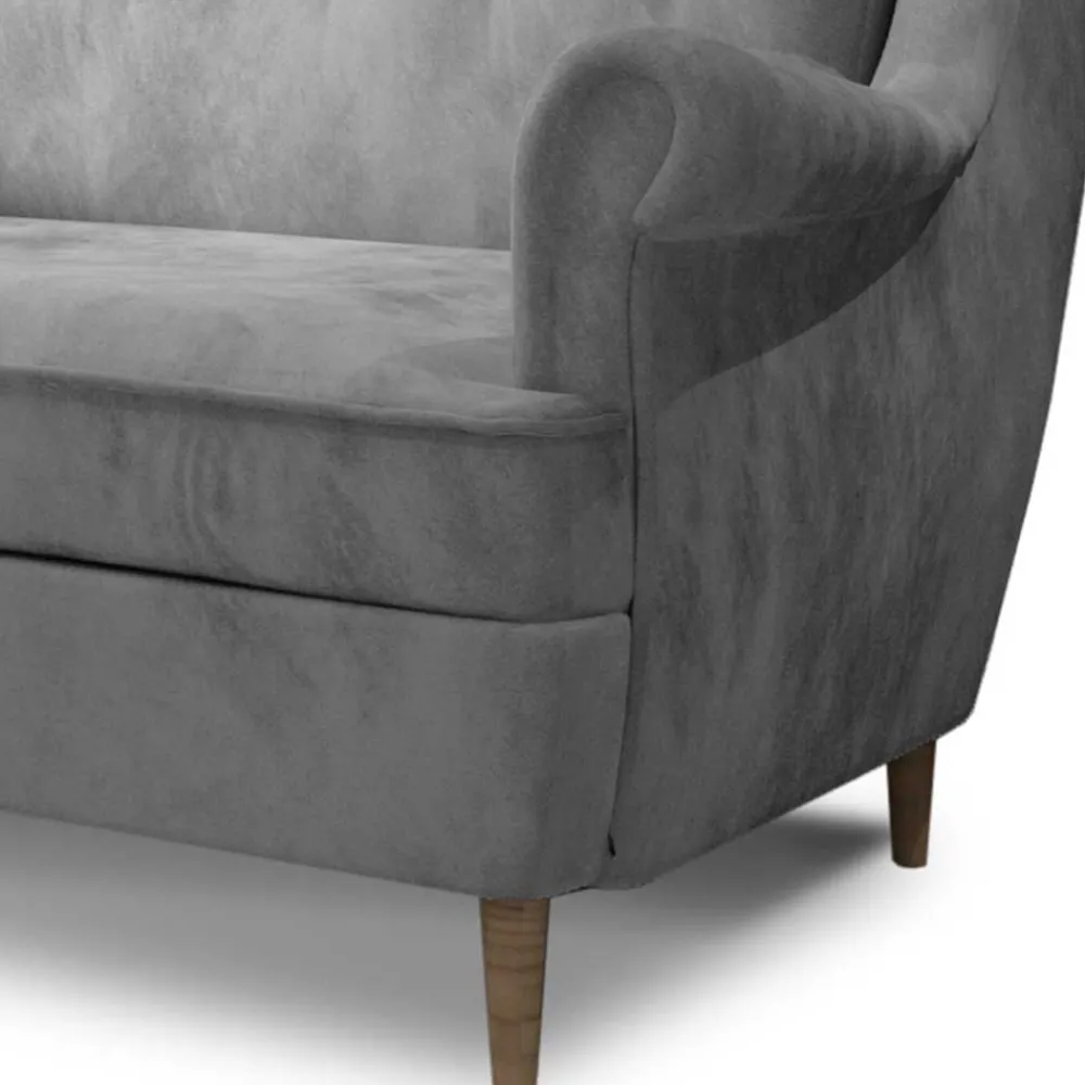 Wohnen Sofas|Sofa*Ohrensofa in Hellgrau Samtbezug - Renero