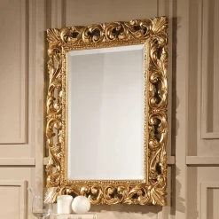 Wohnen Oppulenter Wandspiegel in Gold Holzrahmen - Carlenna I