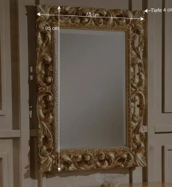 Wohnen Oppulenter Wandspiegel in Gold Holzrahmen - Carlenna I