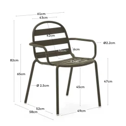 Wohnen Outdoor Armlehnenstühle in Graugrün - Ocna (4er Set)