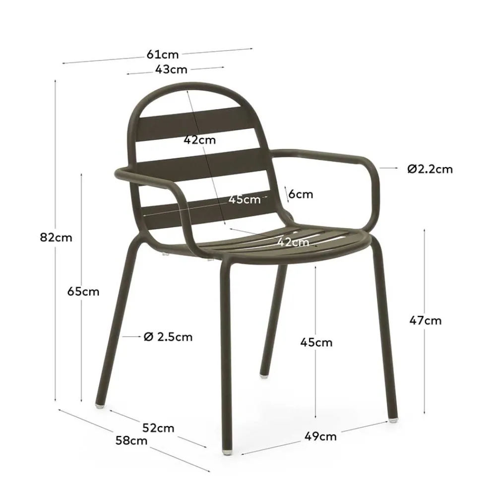 Wohnen Outdoor Armlehnenstühle in Graugrün - Ocna (4er Set)