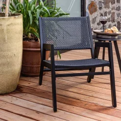 Wohnen Rattanmöbel|Lounge-Gartenmöbel*Outdoor Armlehnenstuhl in Schwarz - Fiela (2er Set)
