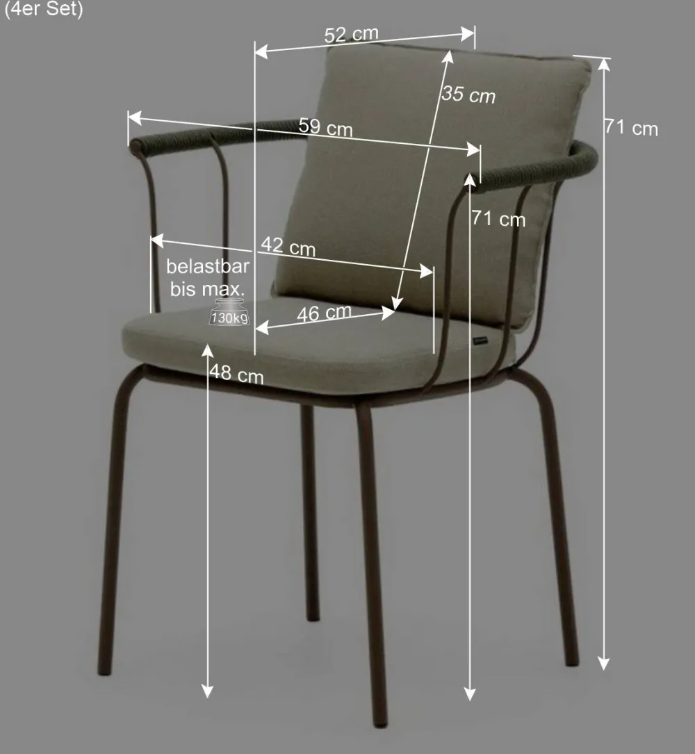 Wohnen Rattanmöbel*Outdoor Armlehnstühle in Braun - Ragusca (4er Set)