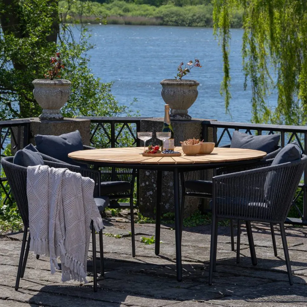 Wohnen Schwarze Möbel|Rattanmöbel*Outdoor Essgruppe im modernen Stil - Farmer (fünfteilig)