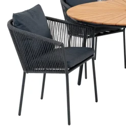 Wohnen Schwarze Möbel|Rattanmöbel*Outdoor Essgruppe im modernen Stil - Farmer (fünfteilig)