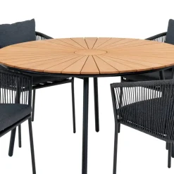 Wohnen Schwarze Möbel|Rattanmöbel*Outdoor Essgruppe im modernen Stil - Farmer (fünfteilig)
