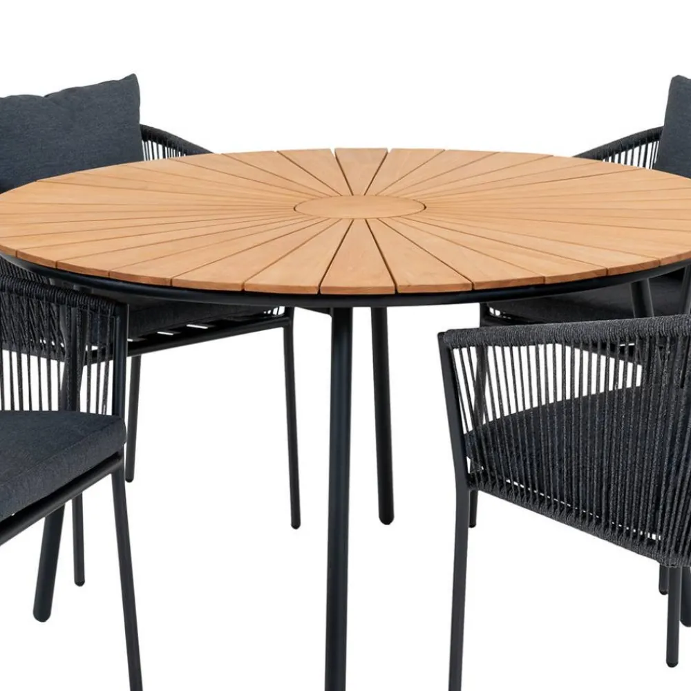 Wohnen Schwarze Möbel|Rattanmöbel*Outdoor Essgruppe im modernen Stil - Farmer (fünfteilig)