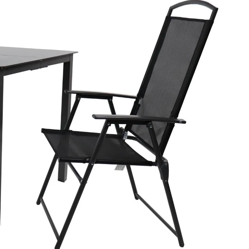 Wohnen Outdoor Essgruppe mit zwei Klappstühlen - Saridio (dreiteilig)