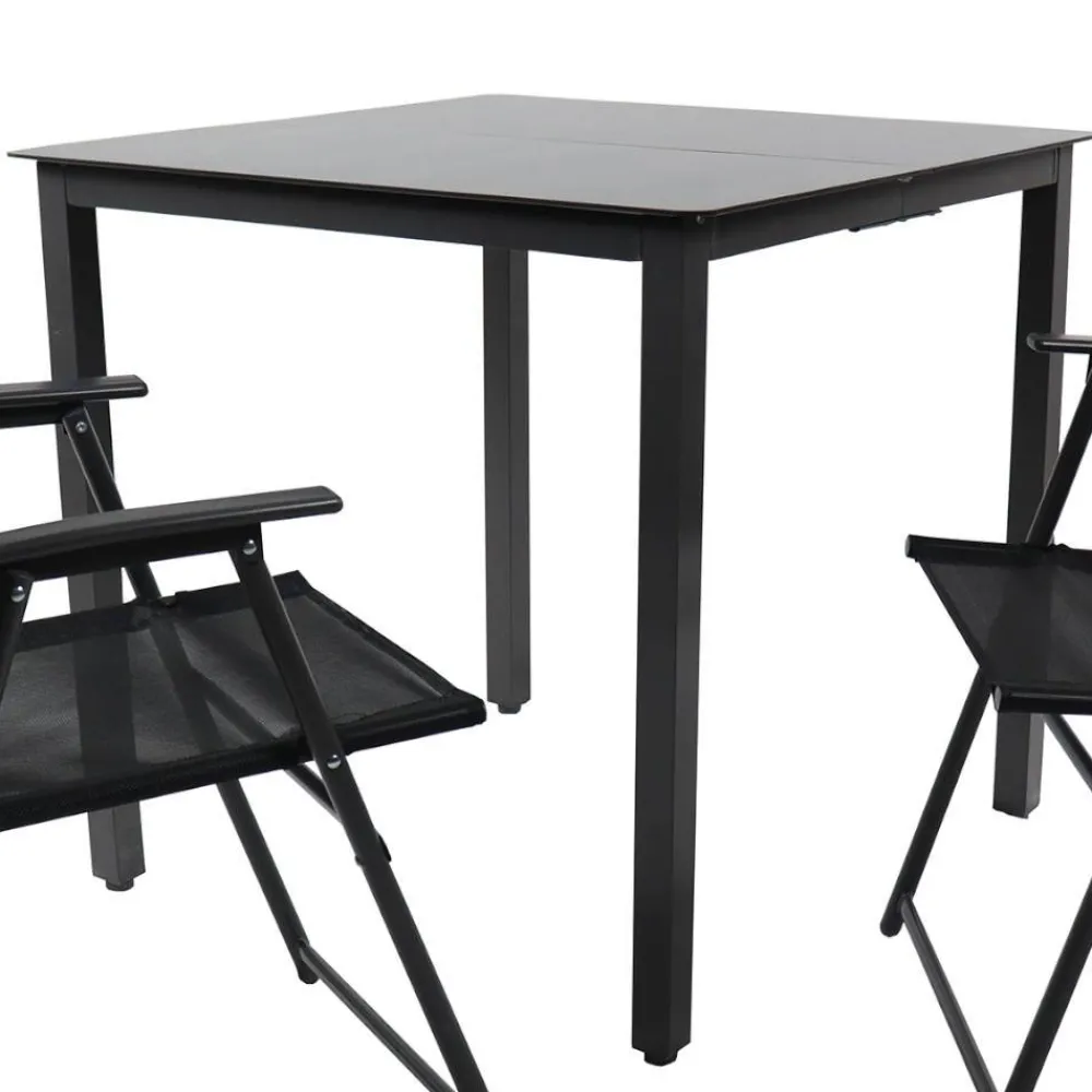 Wohnen Outdoor Essgruppe mit zwei Klappstühlen - Saridio (dreiteilig)