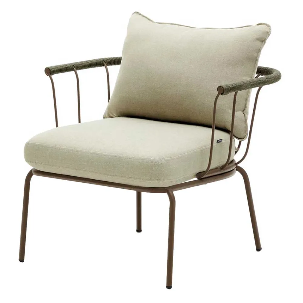 Wohnen Rattanmöbel|Rattan-Gartenmöbel*Outdoor Sessel aus braunem Metall - Ragusca (2er Set)