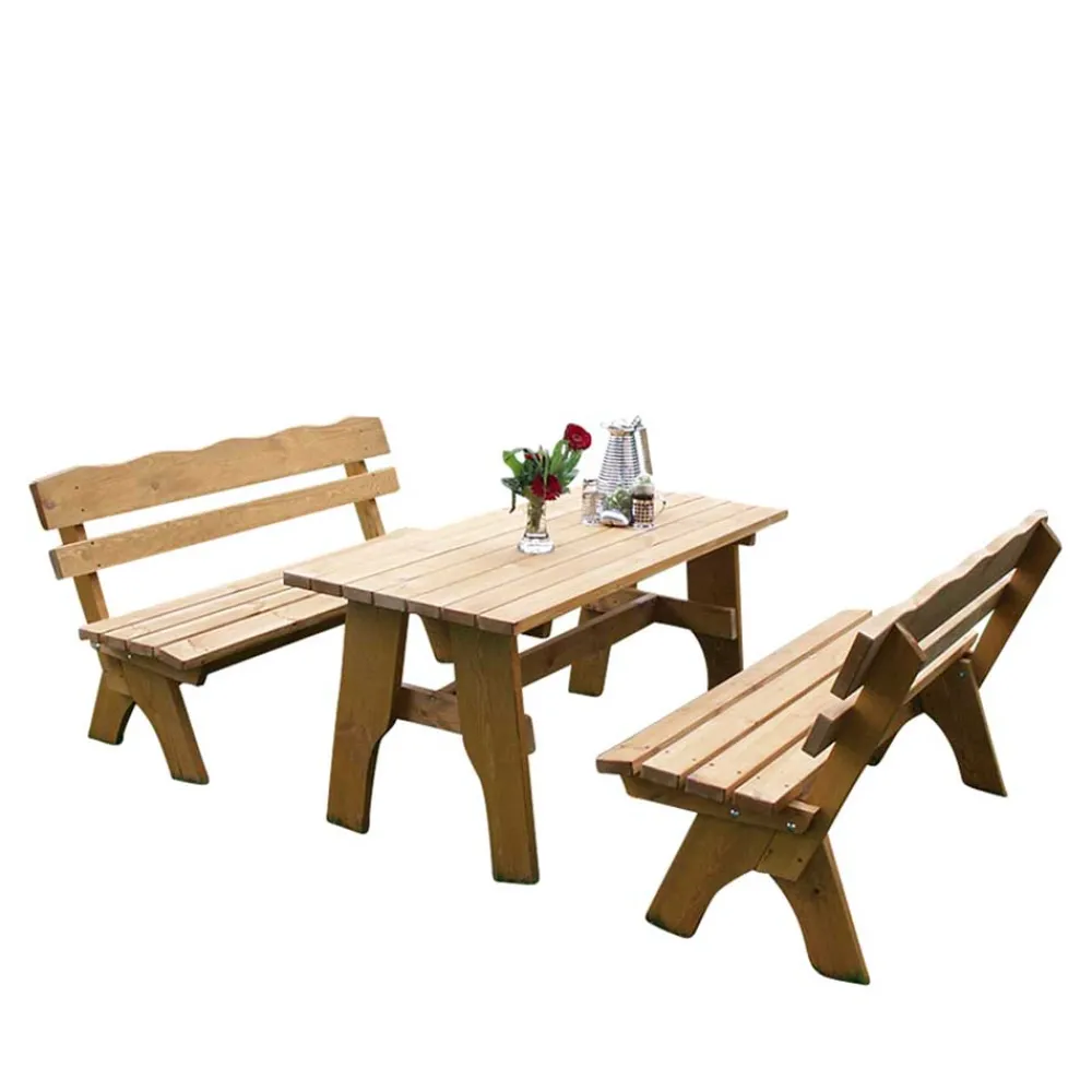 Wohnen Outdoor Sitzgruppe Brixen aus Kiefer Massivholz (dreiteilig)