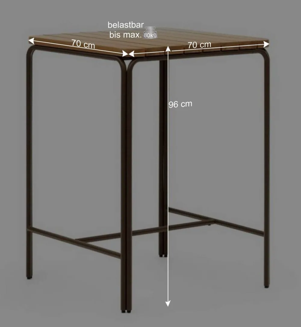 Wohnen Outdoor Stehtisch aus braunem Metall - Ragusca