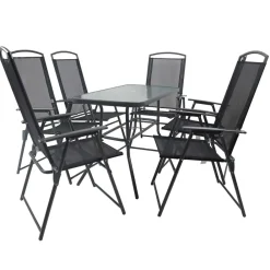 Wohnen Glasmöbel|Balkonmöbel*Outdoor Tisch & Klappstühle Set - Alcamo (siebenteilig)